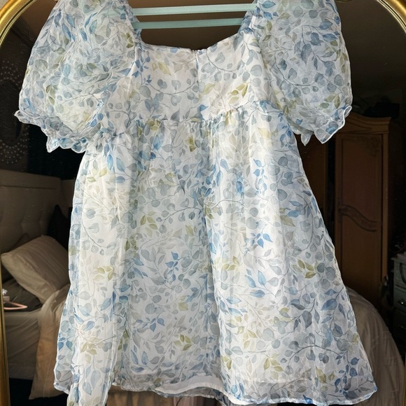 Women’s floral print square neck puff sleeve baby doll dress size medium NWOT - Picture 3 of 8